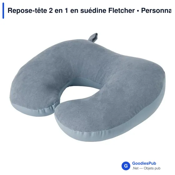 Repose-tête personnalisable 2 en 1 en suédine avec logo - Image 1