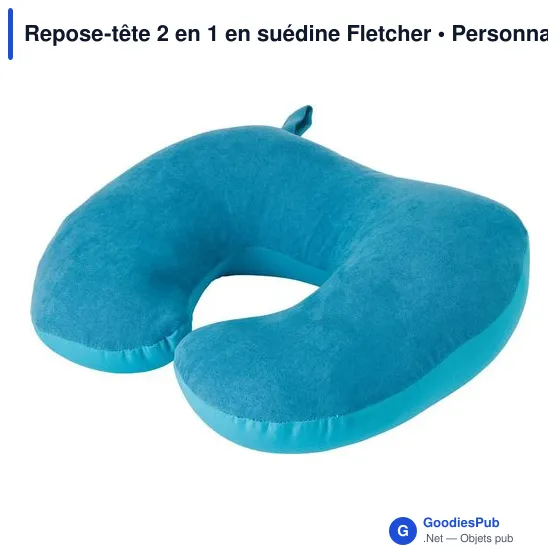 Repose-tête personnalisable 2 en 1 en suédine avec logo - Image 2