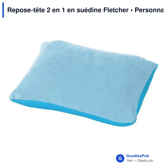 Repose-tête personnalisable 2 en 1 en suédine avec logo - Image 3