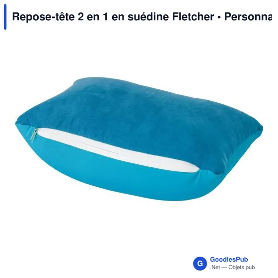 Repose-tête personnalisable 2 en 1 en suédine avec logo - Image 4