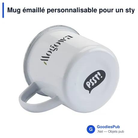 Mug émaillé personnalisable pour un style rétro avec logo