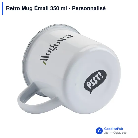 Mug émaillé personnalisable pour un style rétro avec logo - Image 1