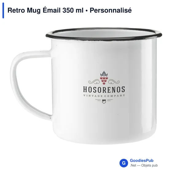 Mug émaillé personnalisable pour un style rétro avec logo - Image 2