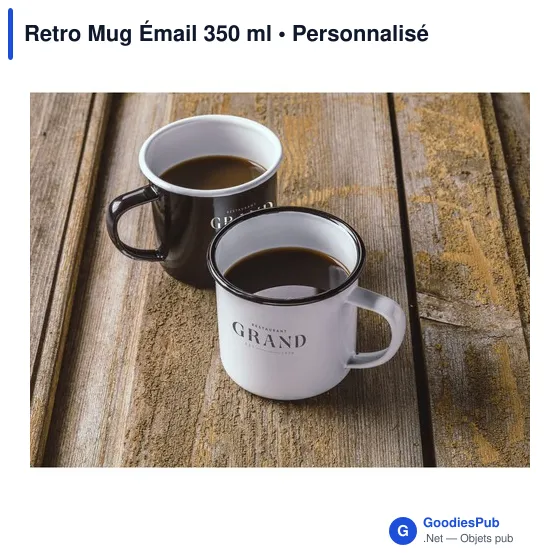 Mug émaillé personnalisable pour un style rétro avec logo - Image 3