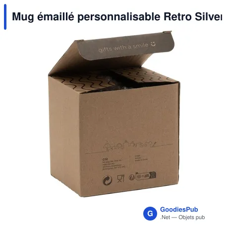 Mug émaillé personnalisable Retro Silver avec logo