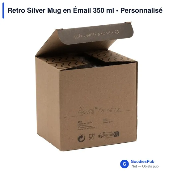 Mug émaillé personnalisable Retro Silver avec logo - Image 12