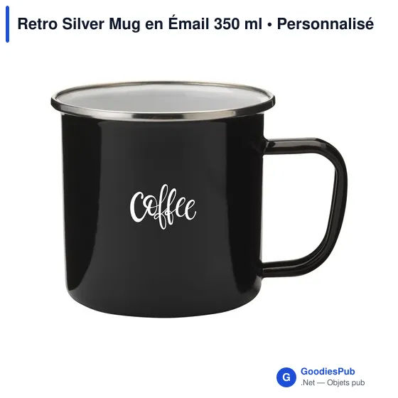 Mug émaillé personnalisable Retro Silver avec logo - Image 9