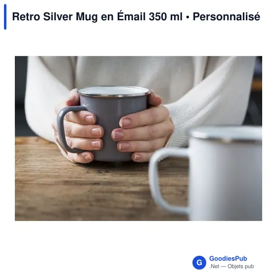Mug émaillé personnalisable Retro Silver avec logo - Image 10