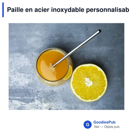 Paille en acier inoxydable personnalisable avec logo - Reusable 1 piece ECO Straw Set