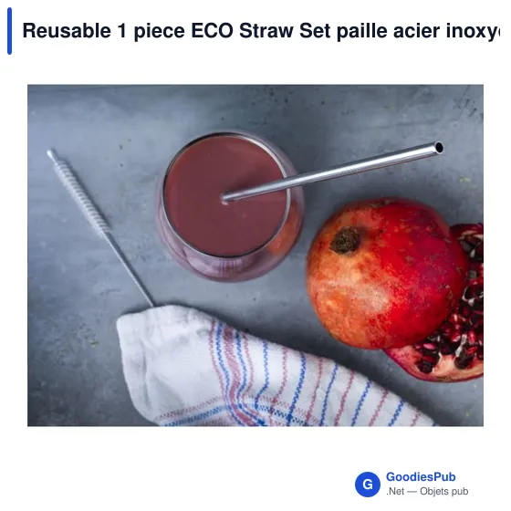 Paille en acier inoxydable personnalisable avec logo - Reusable 1 piece ECO Straw Set - Image 2