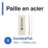 Paille en acier inoxydable personnalisable avec logo - Reusable 1 piece ECO Straw Set - Miniature 5