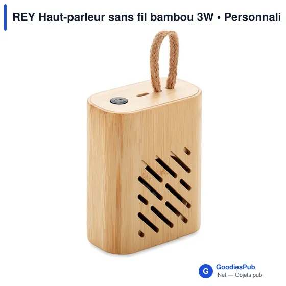REY Haut-parleur sans fil bambou 3W - Image 1
