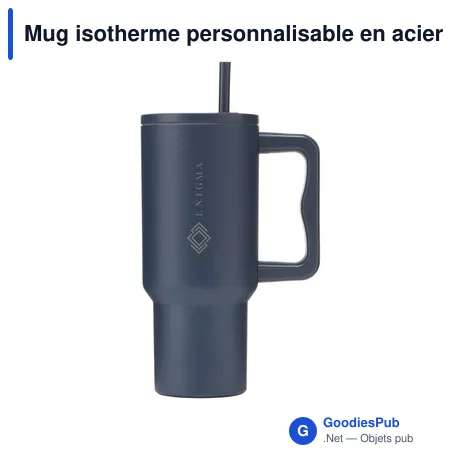 Mug isotherme personnalisable en acier inoxydable recyclé - Rhino RCSavec logo
