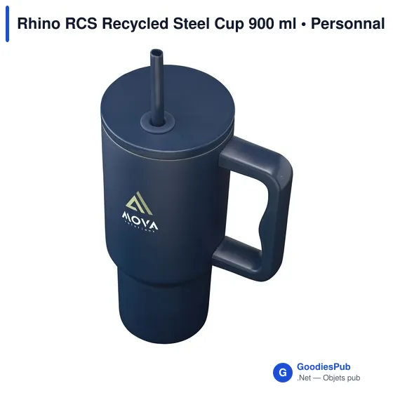 Mug isotherme personnalisable en acier inoxydable recyclé - Rhino RCSavec logo - Image 2