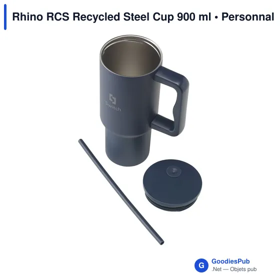 Mug isotherme personnalisable en acier inoxydable recyclé - Rhino RCSavec logo - Image 3