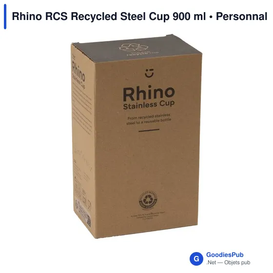Mug isotherme personnalisable en acier inoxydable recyclé - Rhino RCSavec logo - Image 5