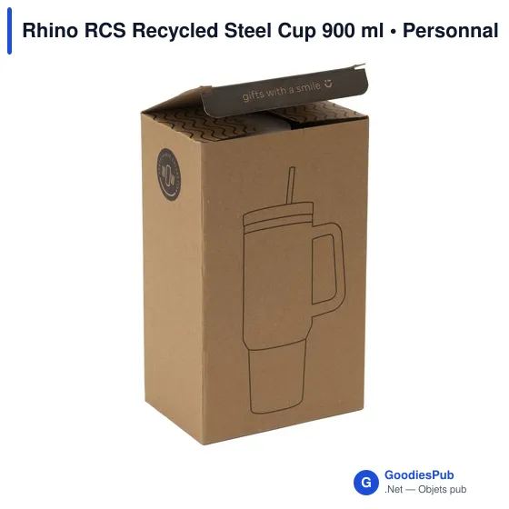 Mug isotherme personnalisable en acier inoxydable recyclé - Rhino RCSavec logo - Image 6