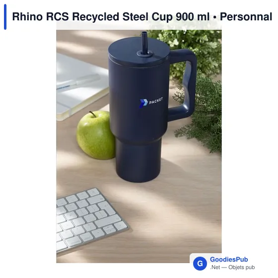 Mug isotherme personnalisable en acier inoxydable recyclé - Rhino RCSavec logo - Image 7