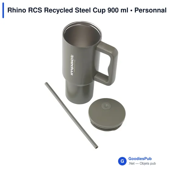Mug isotherme personnalisable en acier inoxydable recyclé - Rhino RCSavec logo - Image 10
