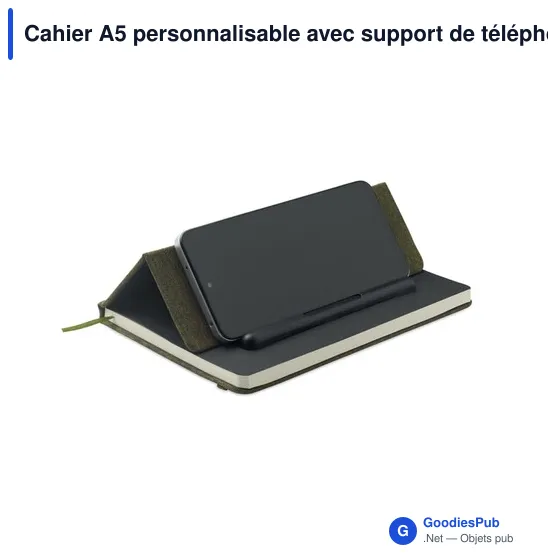 Cahier A5 personnalisable avec support de téléphone - RINBOOKavec logo - Image 2