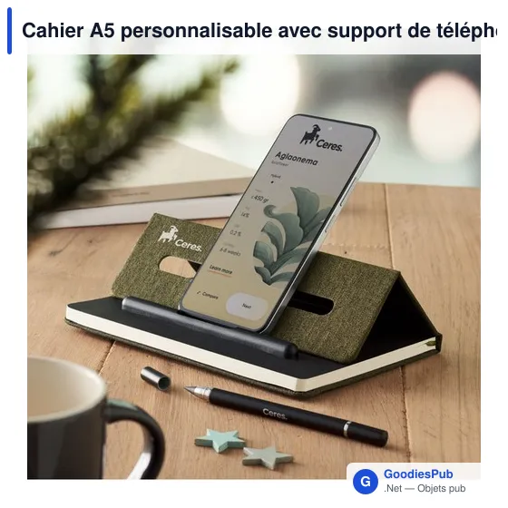 Cahier A5 personnalisable avec support de téléphone - RINBOOKavec logo - Image 3