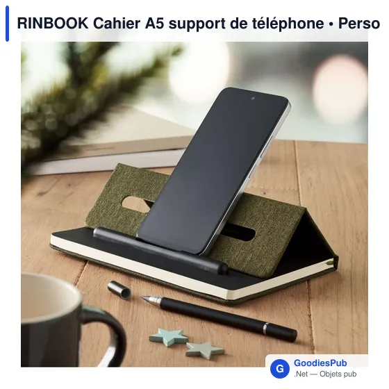 Cahier A5 personnalisable avec support de téléphone - RINBOOKavec logo - Image 4