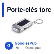 Porte-clés torche solaire personnalisable avec logo - Miniature 1