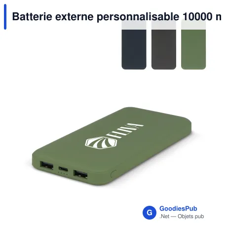 Batterie externe personnalisable 10000 mAh en R-ABS avec logo - Rock