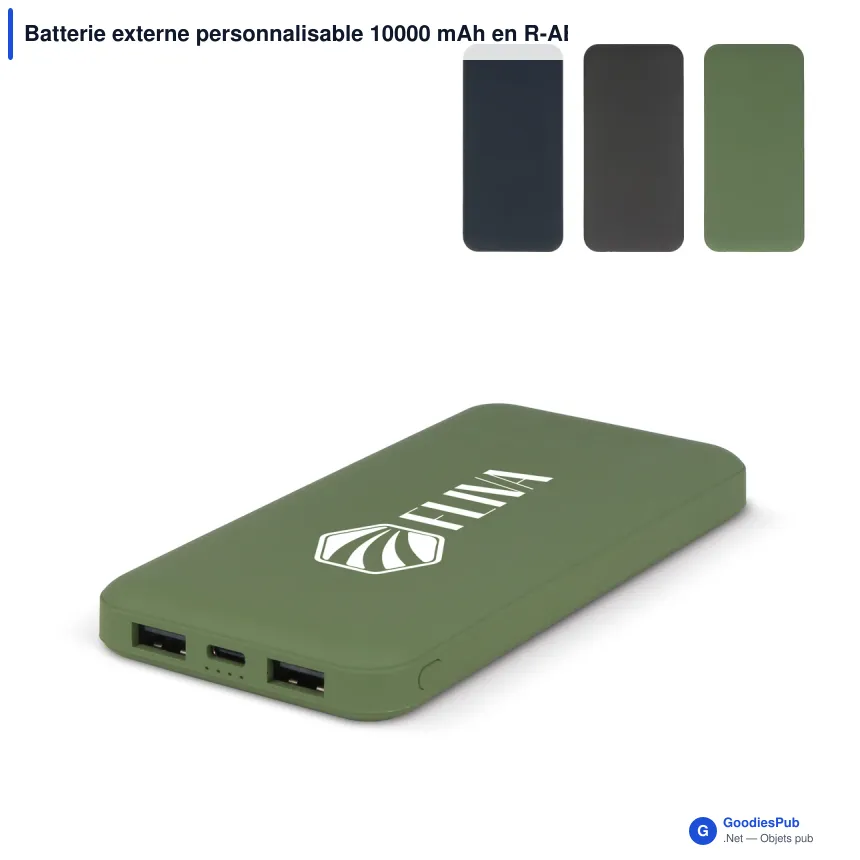 Batterie externe personnalisable 10000 mAh en R-ABS avec logo - Rock - Image 1