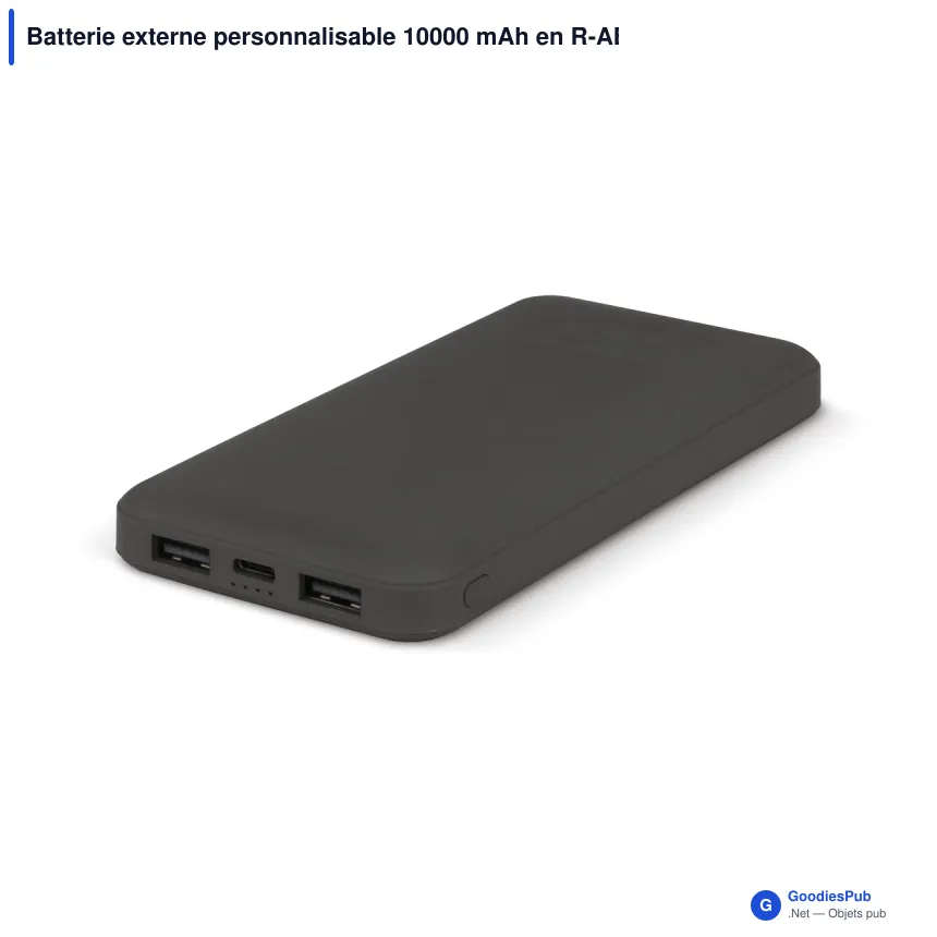 Batterie externe personnalisable 10000 mAh en R-ABS avec logo - Rock - Image 3