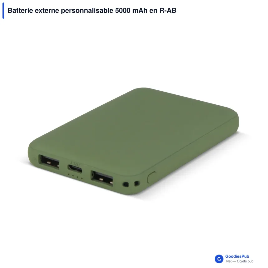 Batterie externe personnalisable 5000 mAh en R-ABS avec logo - Rock - Image 2