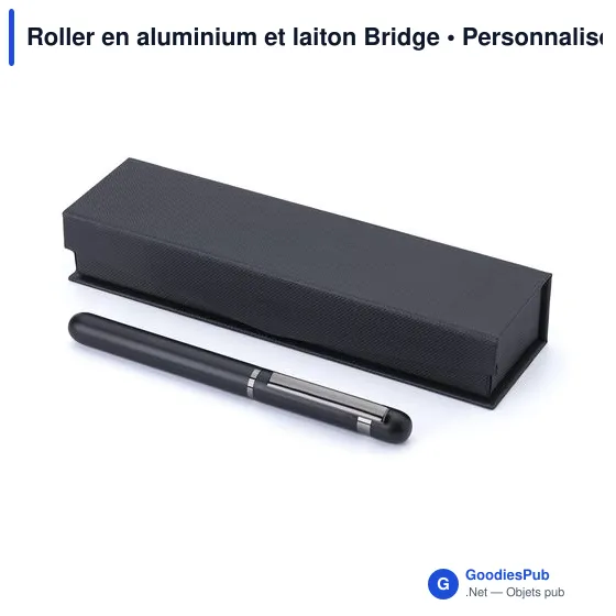 Stylo roller personnalisable en aluminium et laiton avec logo - Bridge - Image 2