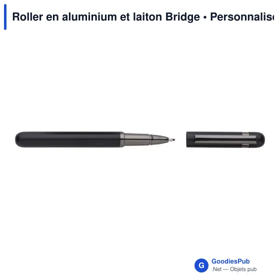 Stylo roller personnalisable en aluminium et laiton avec logo - Bridge - Image 4