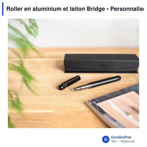 Stylo roller personnalisable en aluminium et laiton avec logo - Bridge - Image 5