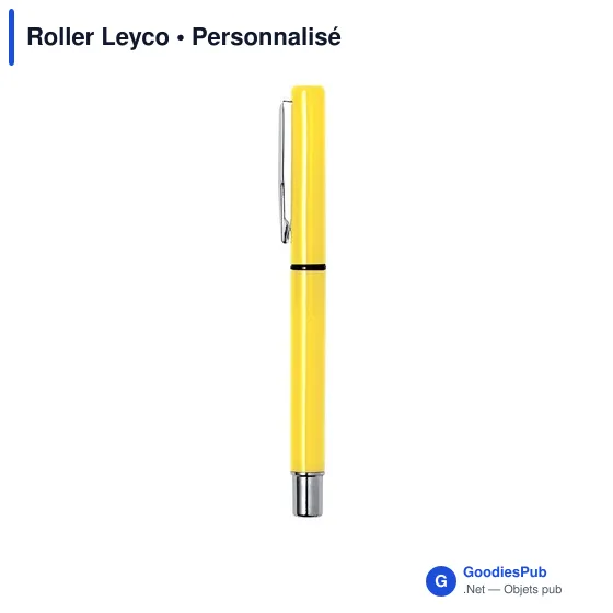 Stylo roller personnalisable Leyco avec logo - Jaune - Image 7