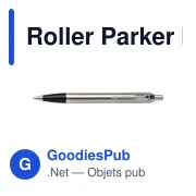 Stylo roller personnalisable Parker IM avec logo en laiton et chrome - Miniature 1