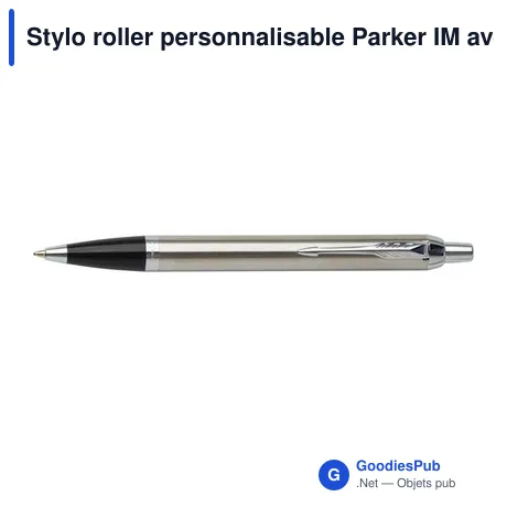 Stylo roller personnalisable Parker IM avec logo en laiton et chrome