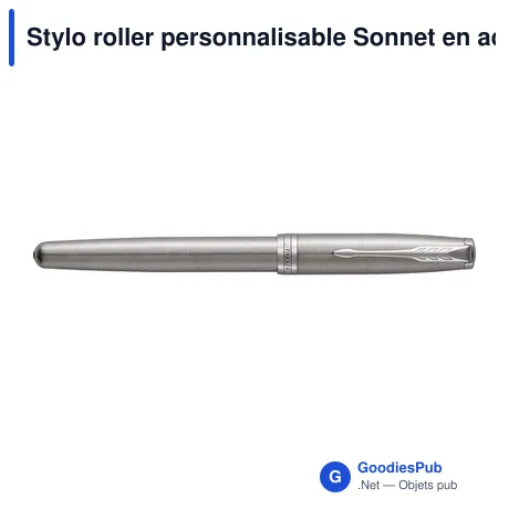Stylo roller personnalisable Sonnet en acier inoxydable avec logo