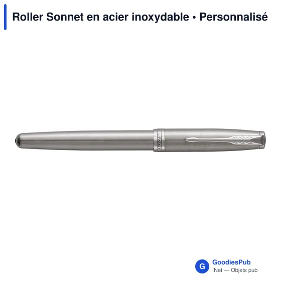 Stylo roller personnalisable Sonnet en acier inoxydable avec logo - Image 1