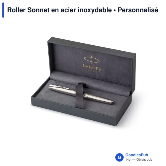 Stylo roller personnalisable Sonnet en acier inoxydable avec logo - Image 2