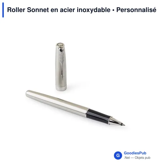 Stylo roller personnalisable Sonnet en acier inoxydable avec logo - Image 3