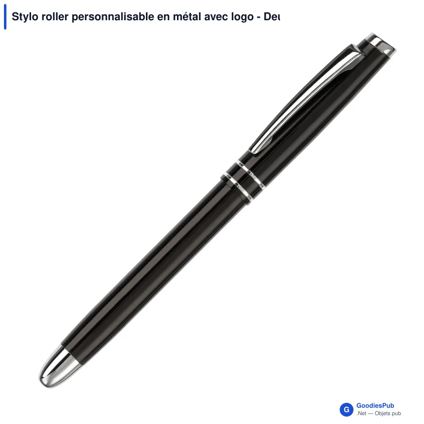 Stylo roller personnalisable en métal avec logo - Deux Anneaux - Image 2