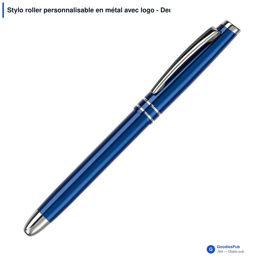 Stylo roller personnalisable en métal avec logo - Deux Anneaux - Image 3