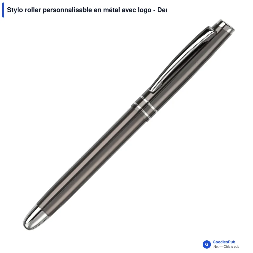 Stylo roller personnalisable en métal avec logo - Deux Anneaux - Image 4