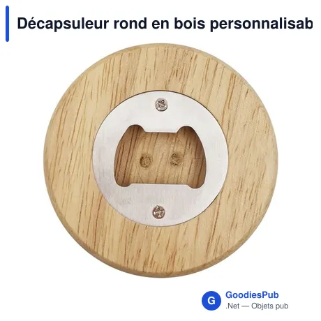 Décapsuleur rond en bois personnalisable avec logo - Rondo
