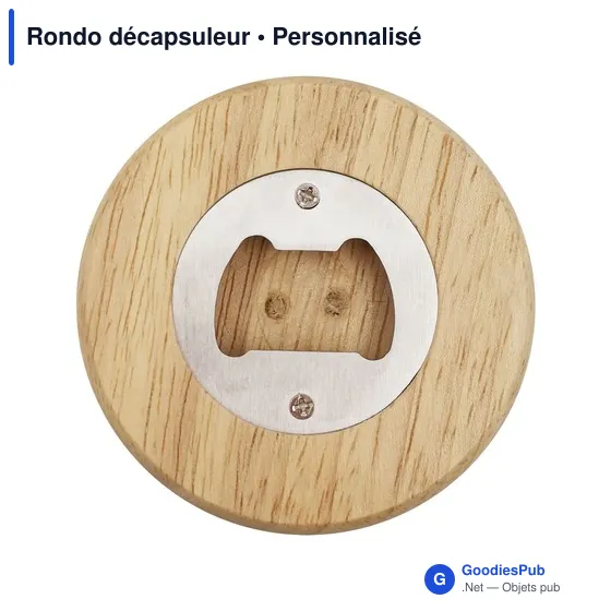 Décapsuleur rond en bois personnalisable avec logo - Rondo - Image 1