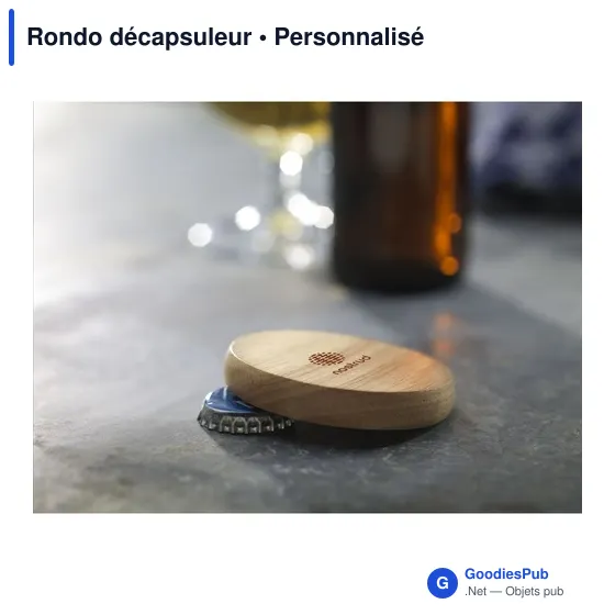 Décapsuleur rond en bois personnalisable avec logo - Rondo - Image 2