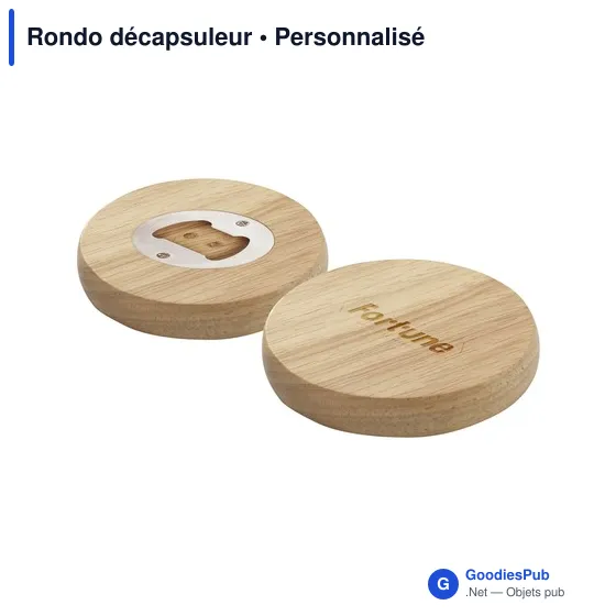 Décapsuleur rond en bois personnalisable avec logo - Rondo - Image 3