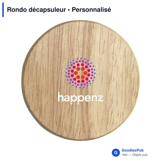 Décapsuleur rond en bois personnalisable avec logo - Rondo - Image 4
