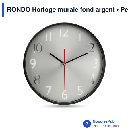RONDO Horloge murale fond argent
